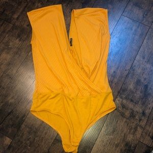 Zara V-Neck Burnt Orange Bodysuit